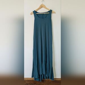 Garnet Hill Green Ruffle-Hem Knit Jersey Sleeveless Scoop Neck Sundress S Small